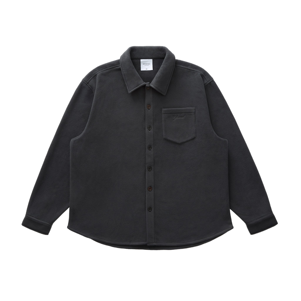 GRAND COLLECTION - Polar Fleece Button Up Overshirt "Grey"