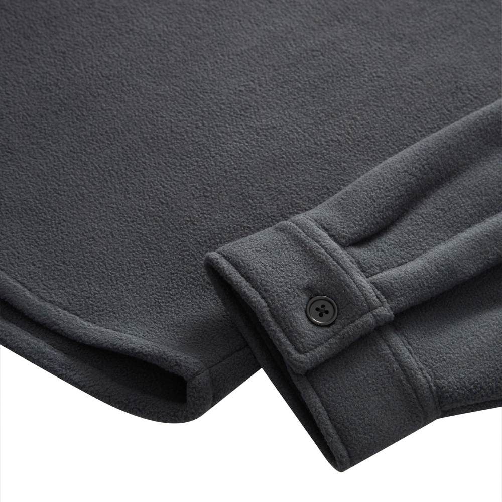 GRAND COLLECTION - Polar Fleece Button Up Overshirt "Grey"