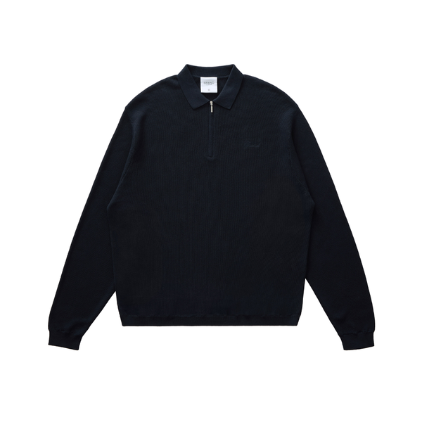 GRAND COLLECTION - Knit Quarter Zip Sweater "Navy"