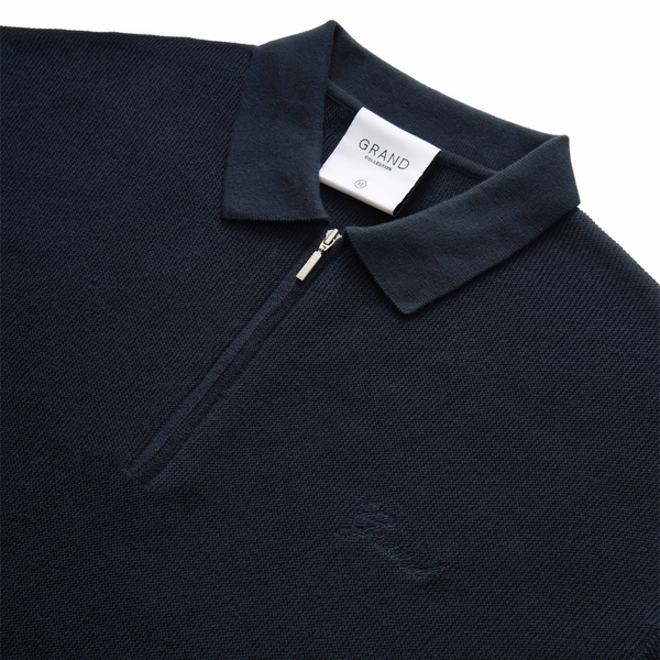 GRAND COLLECTION - Knit Quarter Zip Sweater "Navy"