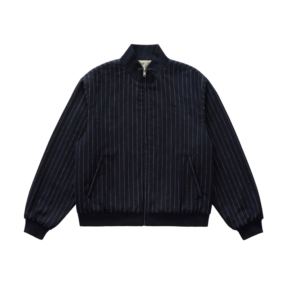 GRAND COLLECTION - Reversible Pinstripe Wool/Cotton Jacket "Stripe/White"