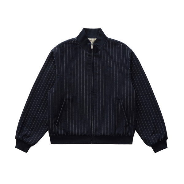 GRAND COLLECTION - Reversible Pinstripe Wool/Cotton Jacket "Stripe/White"