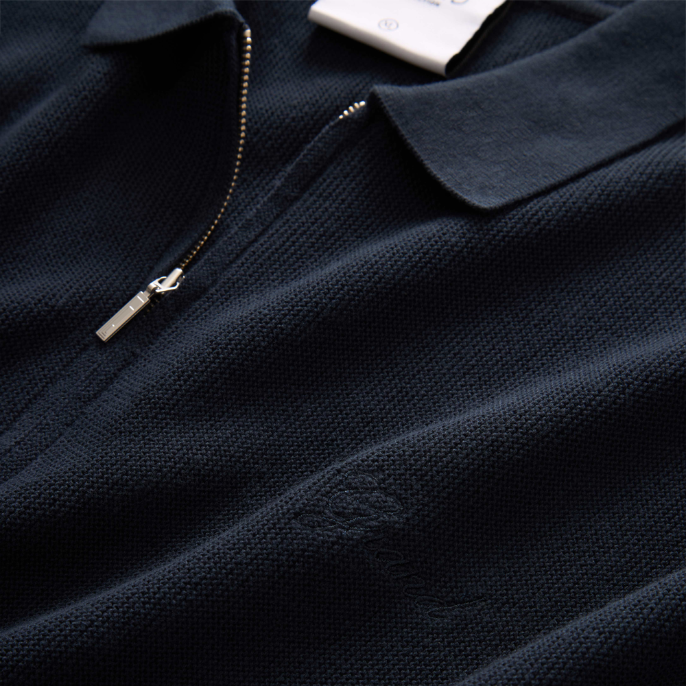 GRAND COLLECTION - Knit Quarter Zip Sweater "Navy"