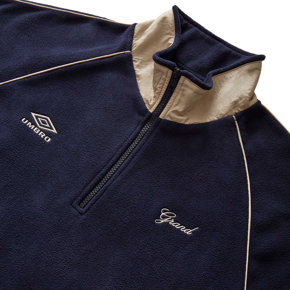 GRAND COLLECTION x UMBRO - Fleece Pullover with Piping Jacket "Navy"