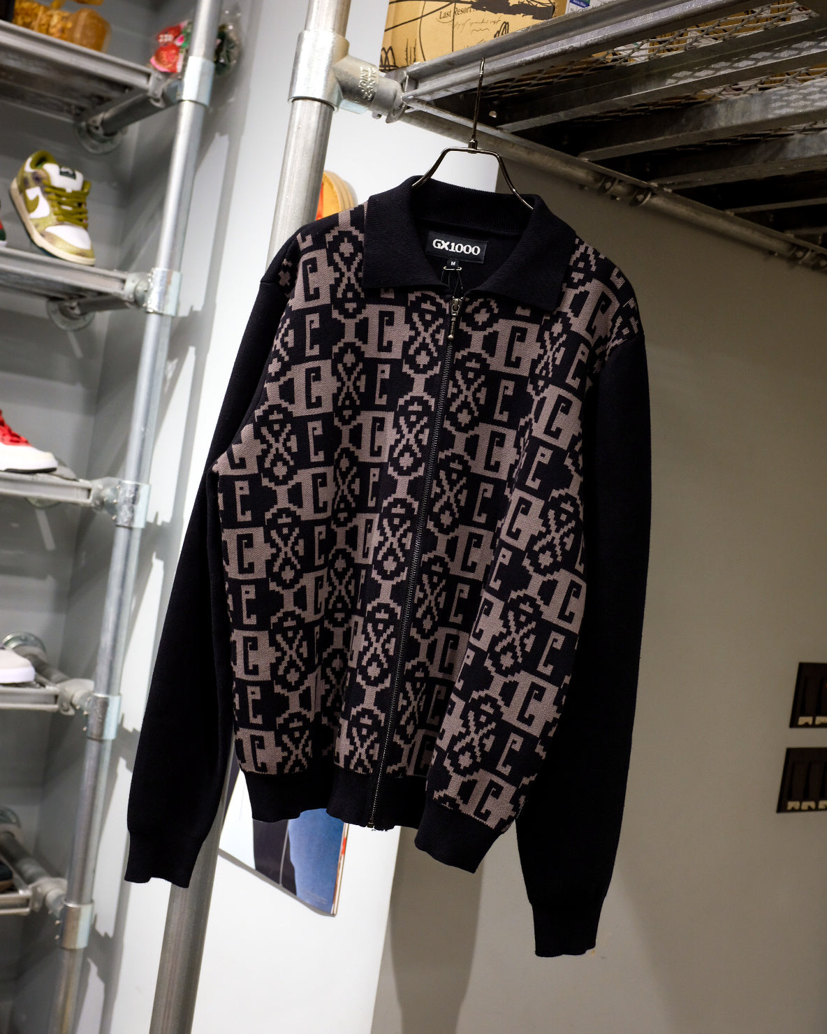 GX1000 - Jacquard Knit Zip Up "Black"
