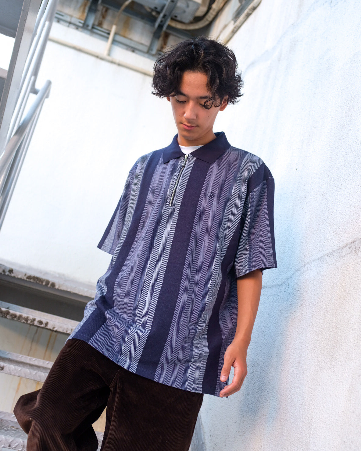 POLAR - Jacques Polo Shirt | Herringbone "Blue"
