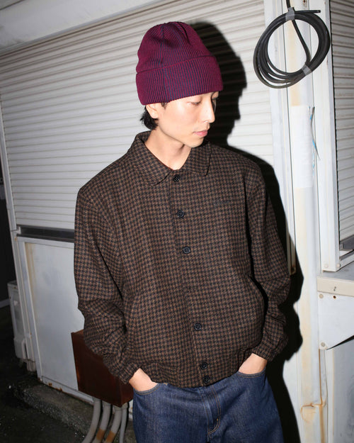 GRAND COLLECTION - Houndstooth Wool Jacket "Brown / Black"