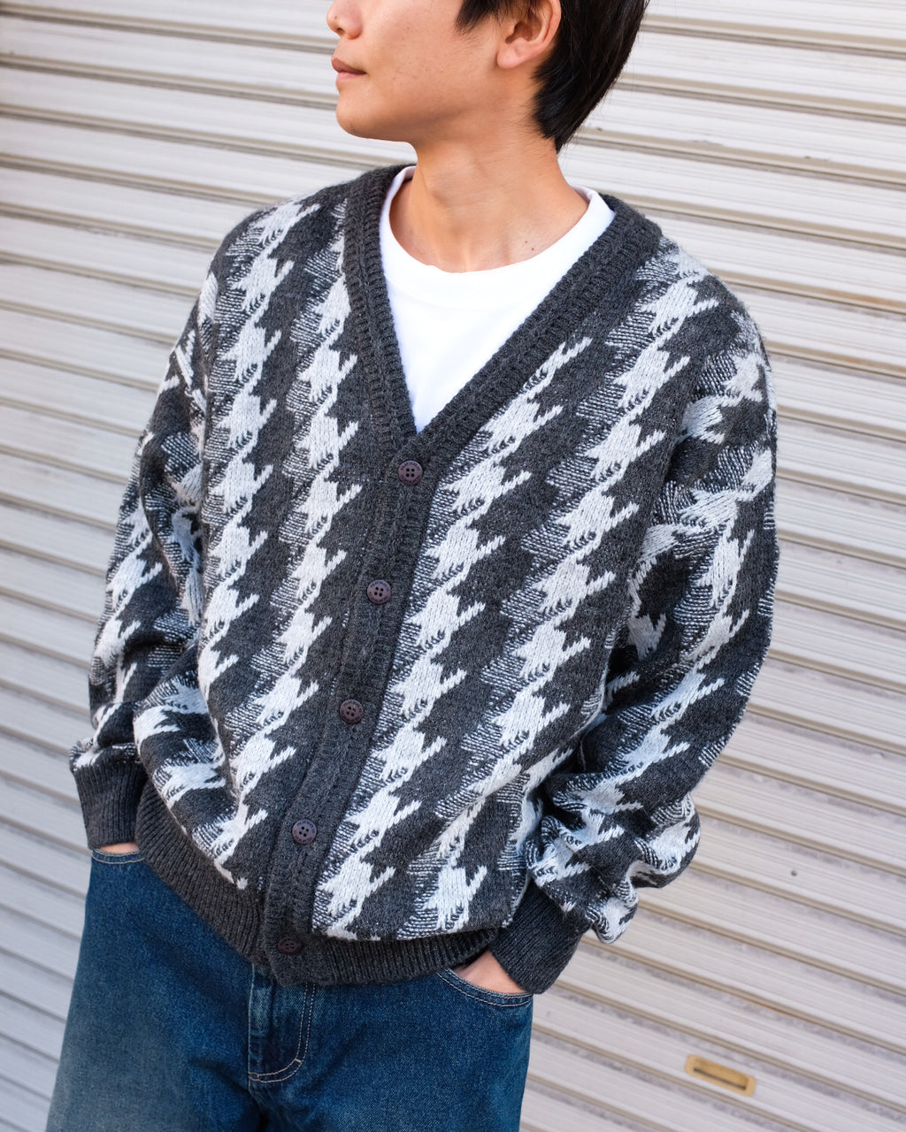 POLAR - Louis Cardigan Houndstooth "Grey"
