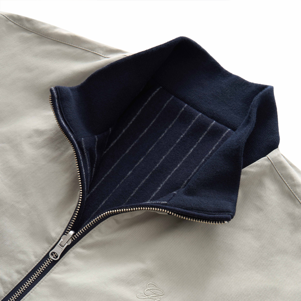 GRAND COLLECTION - Reversible Pinstripe Wool/Cotton Jacket "Stripe/White"