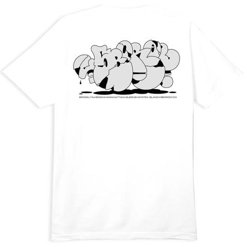 5BORO - 5B X SP-ONE CRACKLE Tee "White / Grey"