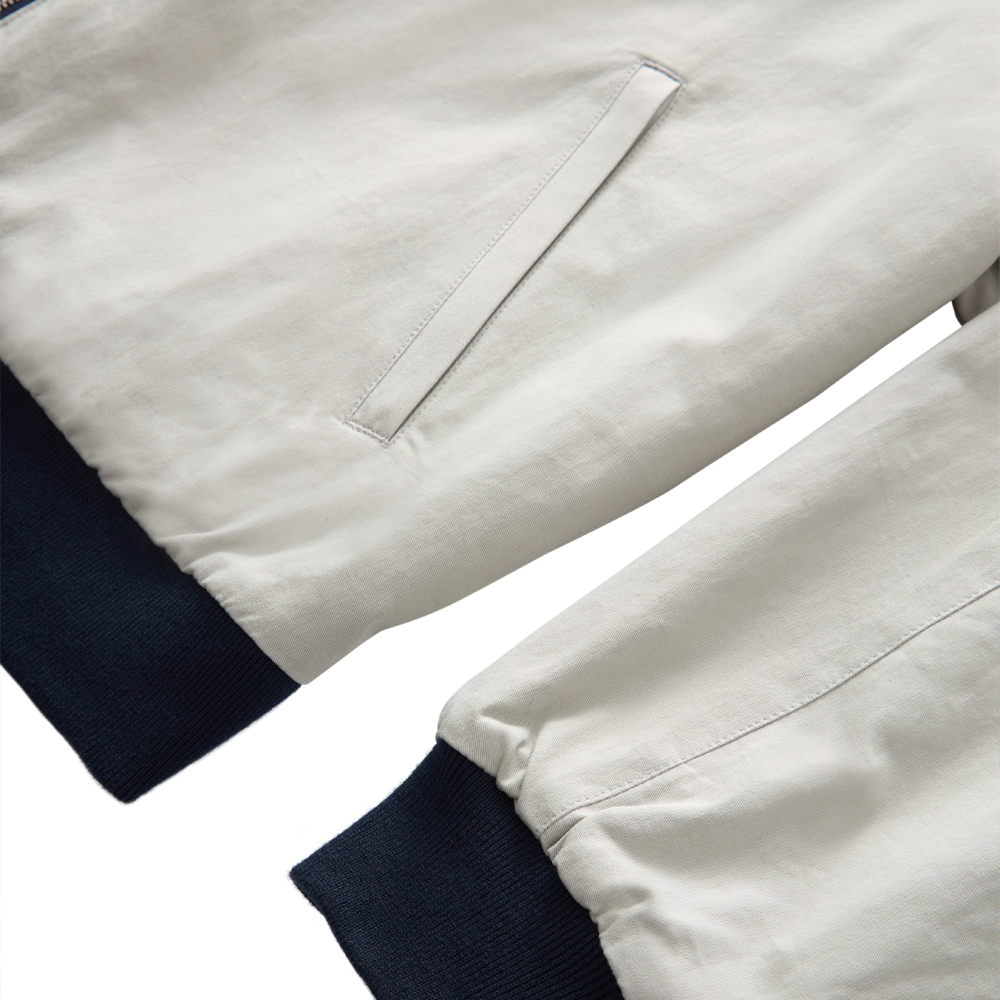 GRAND COLLECTION - Reversible Pinstripe Wool/Cotton Jacket "Stripe/White"