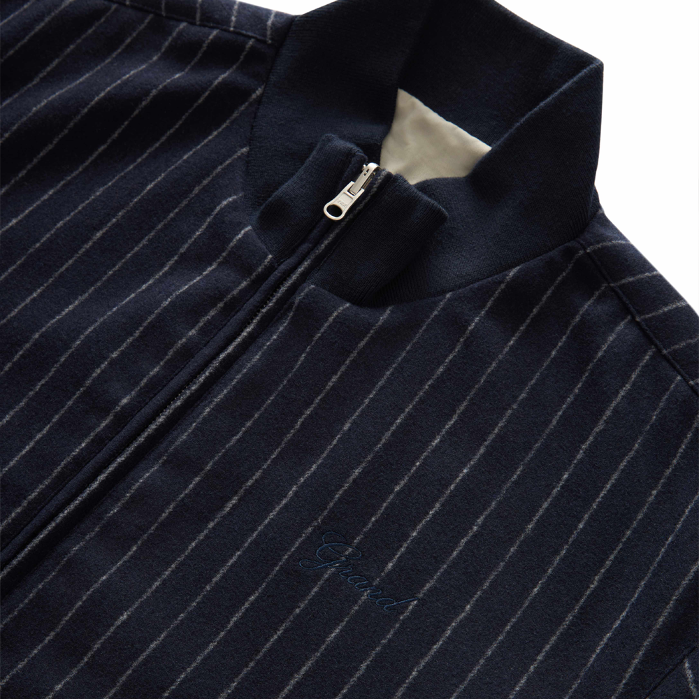 GRAND COLLECTION - Reversible Pinstripe Wool/Cotton Jacket "Stripe/White"