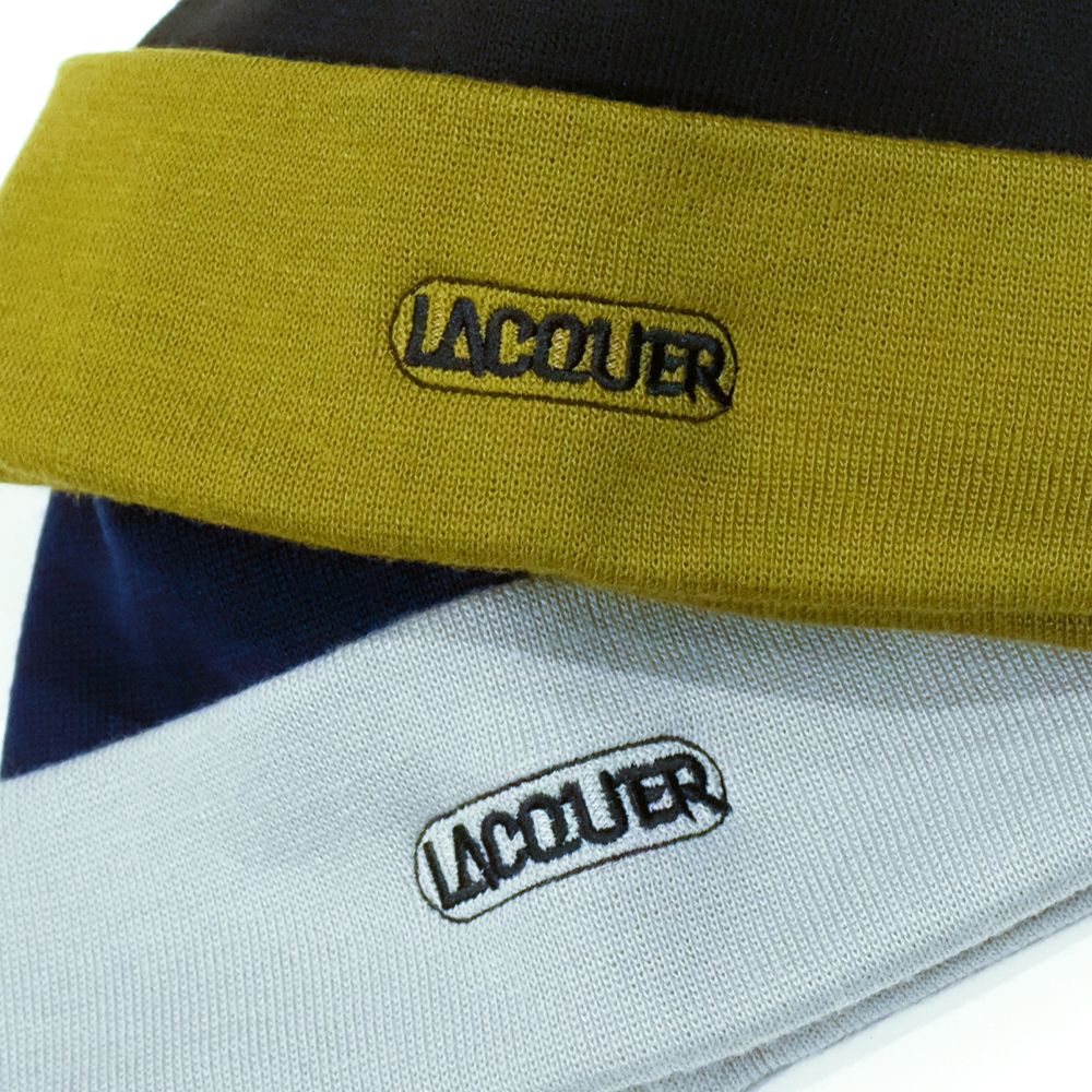 LACQUER - LOGO BEANIE "Navy/Gray"