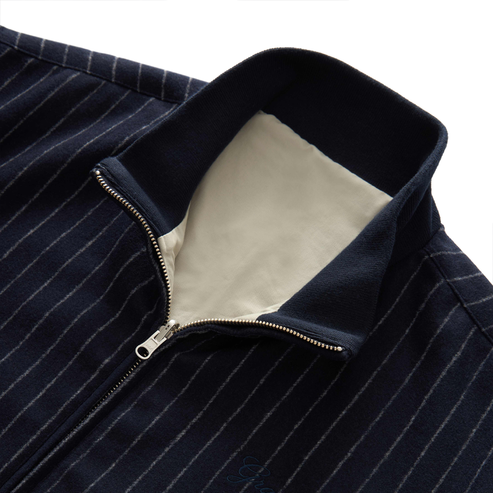 GRAND COLLECTION - Reversible Pinstripe Wool/Cotton Jacket "Stripe/White"