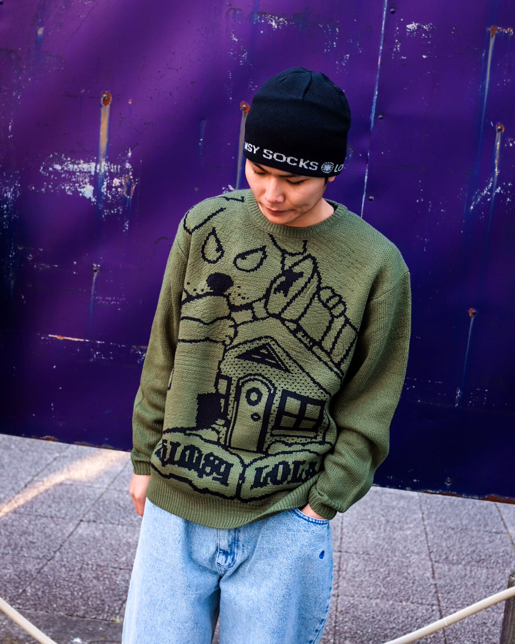 LOLA'S Hardware x Whimsy Socks - BLOOD Knit Sweater "Olive"