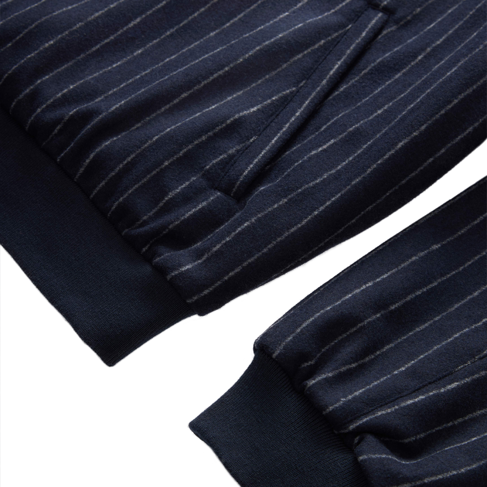 GRAND COLLECTION - Reversible Pinstripe Wool/Cotton Jacket "Stripe/White"