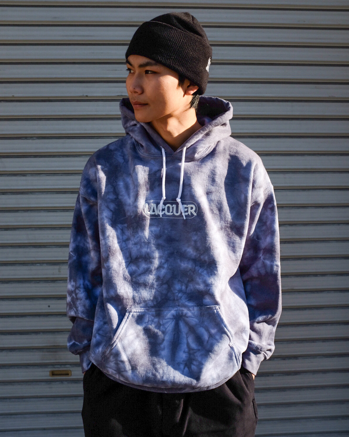 LACQUER - Embroidery tie dye Hoodie "Gray"