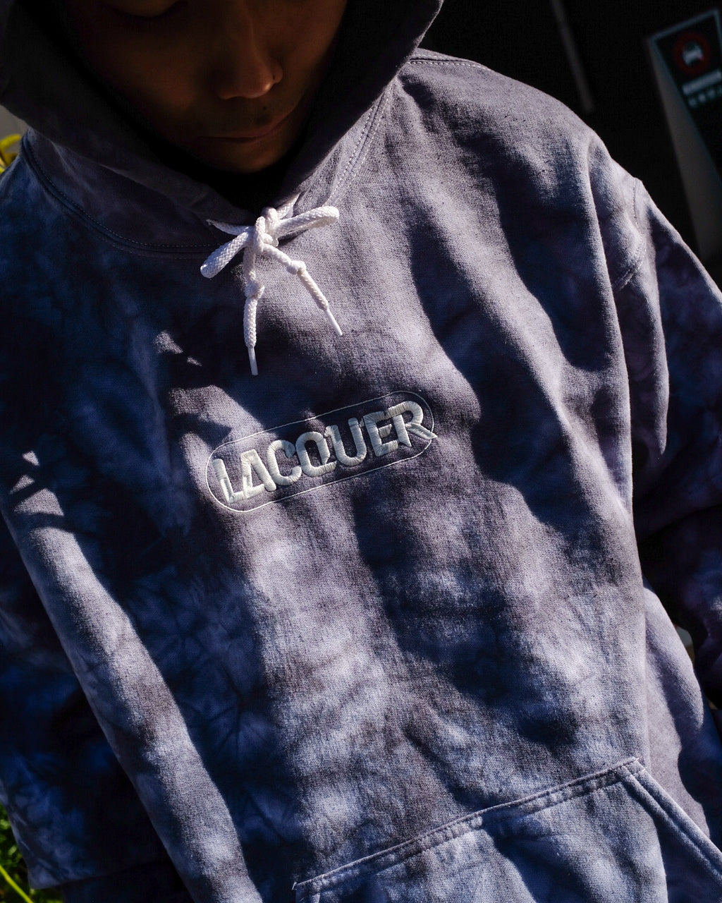 LACQUER - Embroidery tie dye Hoodie "Gray"