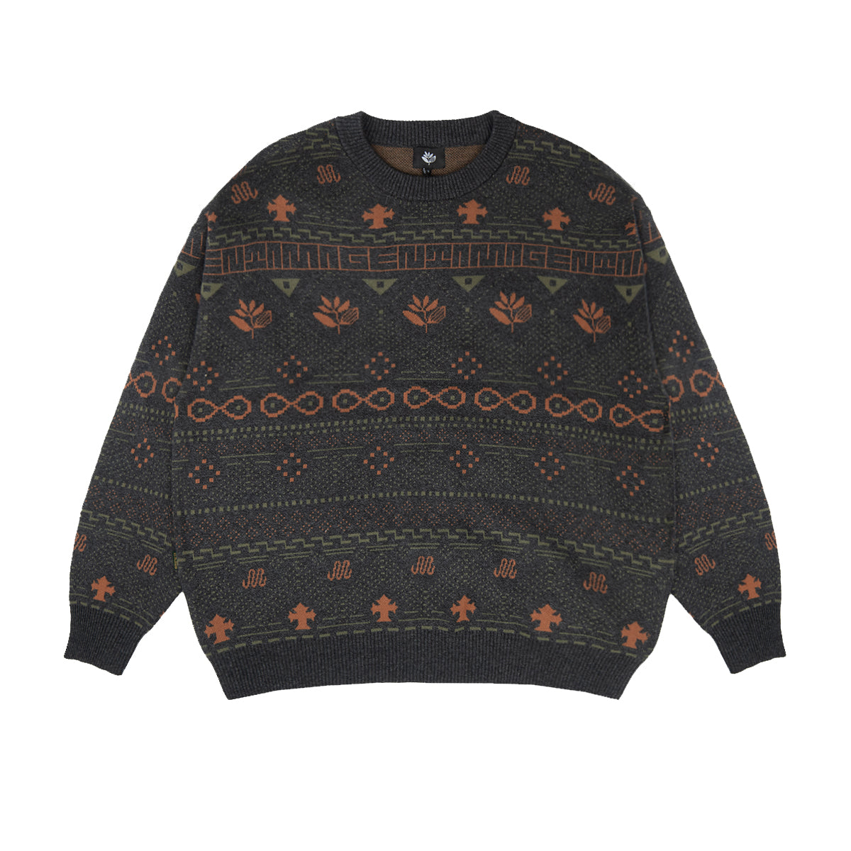 MAGENTA SKATEBOARDS - AZTEC KNIT CREWNECK  "DARK HEATHER"
