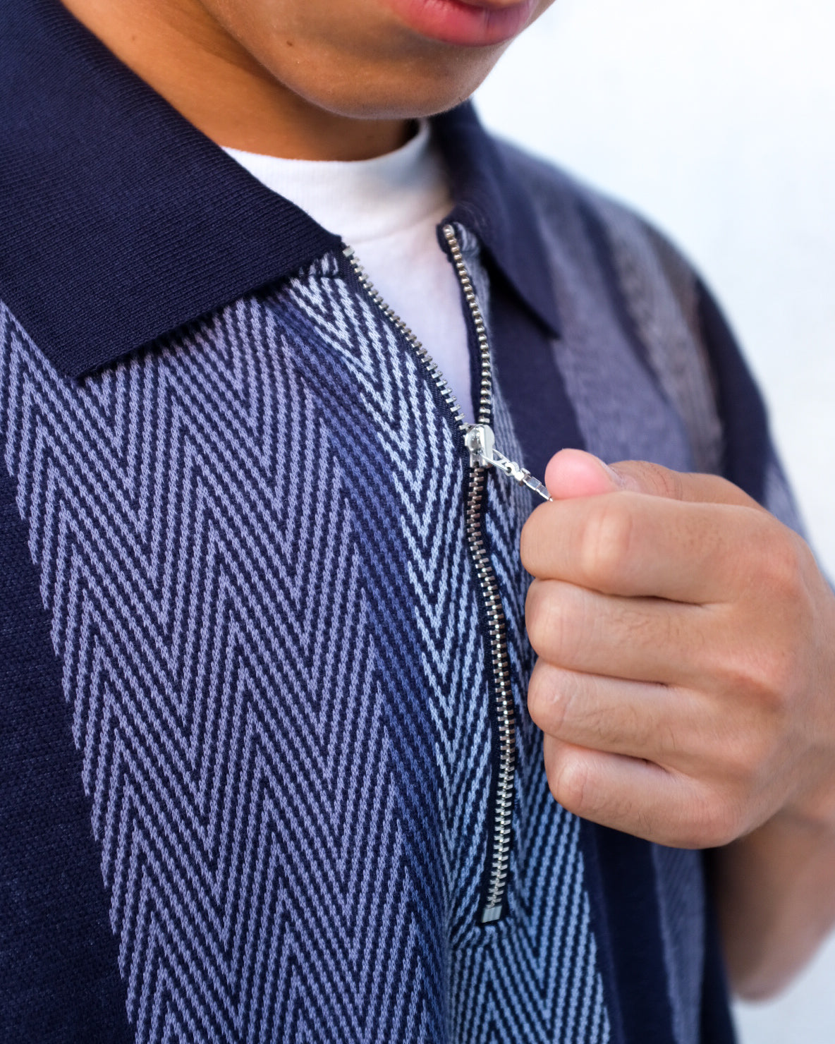 POLAR - Jacques Polo Shirt | Herringbone "Blue"