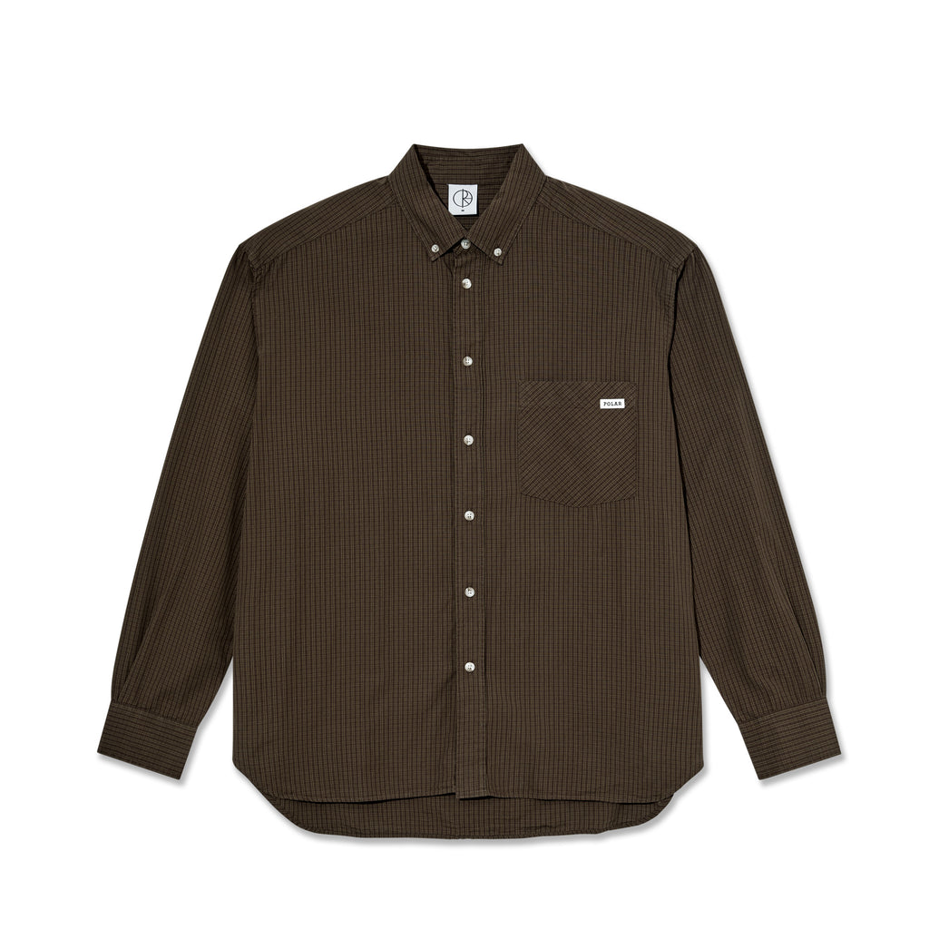 POLAR -  Ben LS Shirt  Poplin "Brown"
