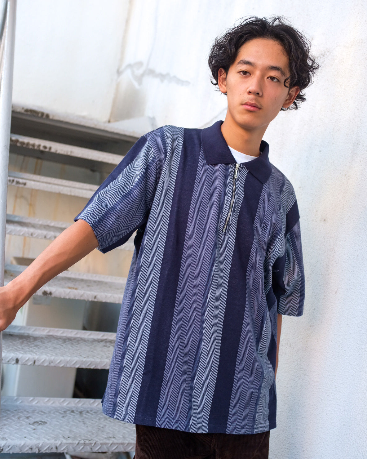 POLAR - Jacques Polo Shirt | Herringbone "Blue"