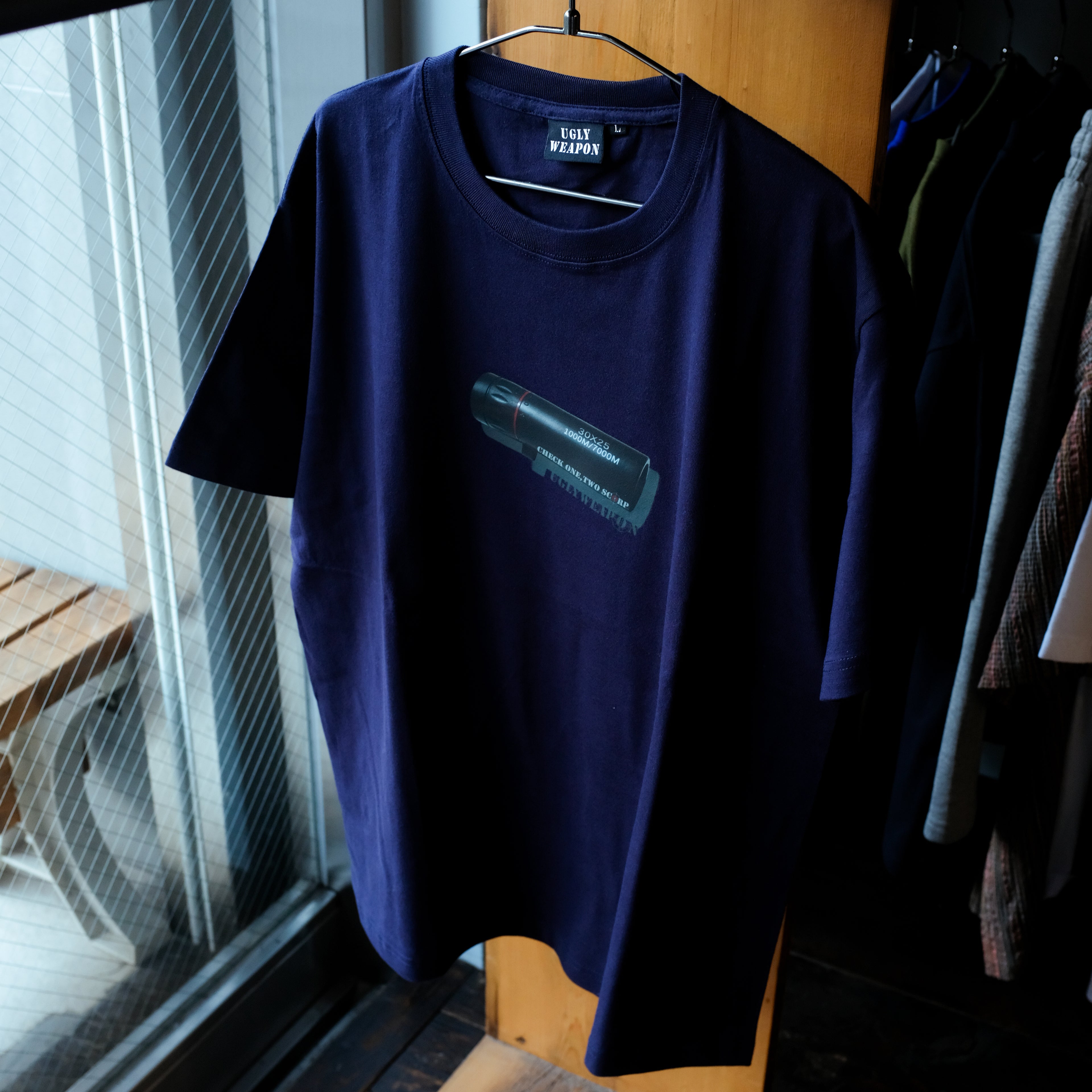 UGLY WEAPON - CHECK ONE TWO TEE "NAVY"