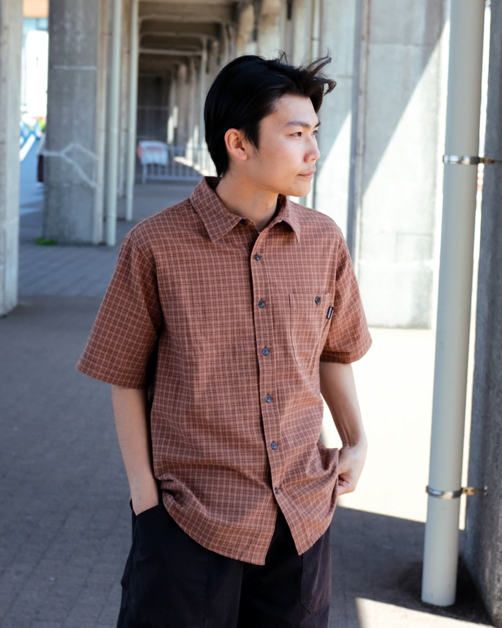 GX1000 - Short Sleeve Button Down "Brown Plaid"