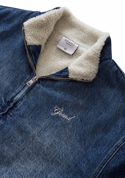 GRAND COLLECTION - Denim Sherpa Track Jacket "Denim"