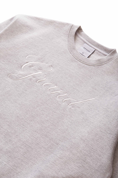 GRAND COLLECTION - Embroidered CrewNeck Sweatshirt  "Ash Grey"