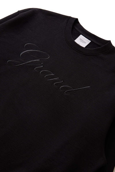 GRAND COLLECTION - Embroidered CrewNeck Sweatshirt  "Black"