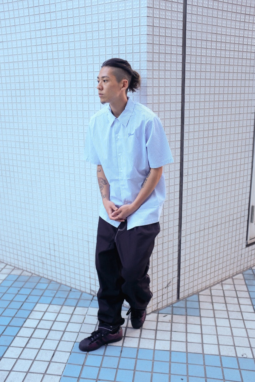 GRAND COLLECTION - Striped Poplin Shirt "Blue"