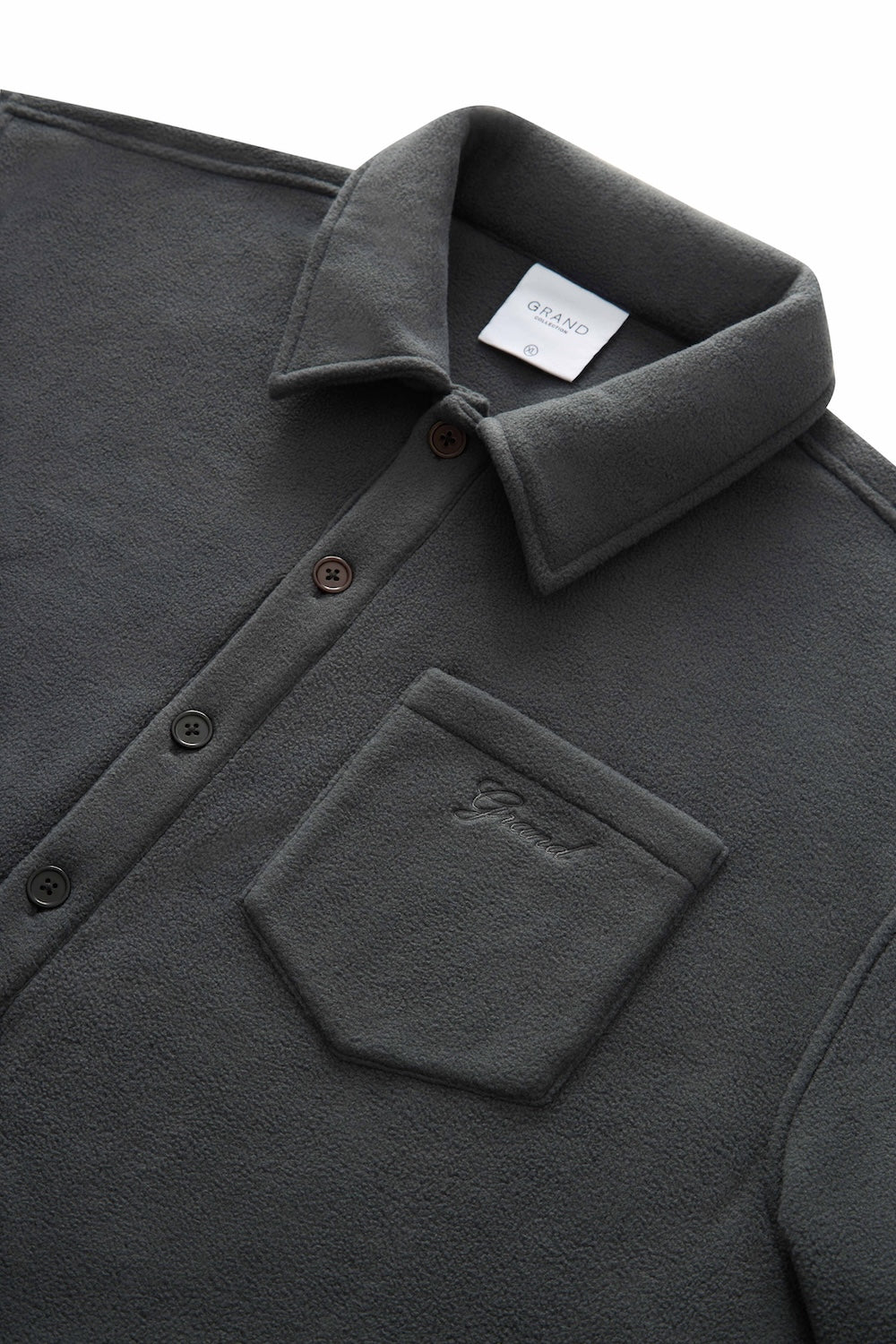GRAND COLLECTION - Polar Fleece Button Up Overshirt "Grey"