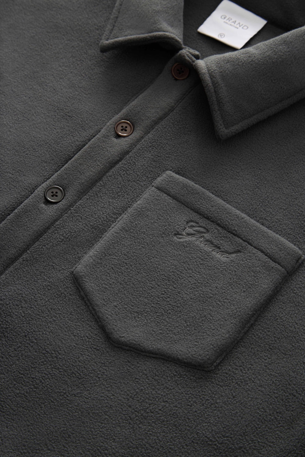 GRAND COLLECTION - Polar Fleece Button Up Overshirt "Grey"