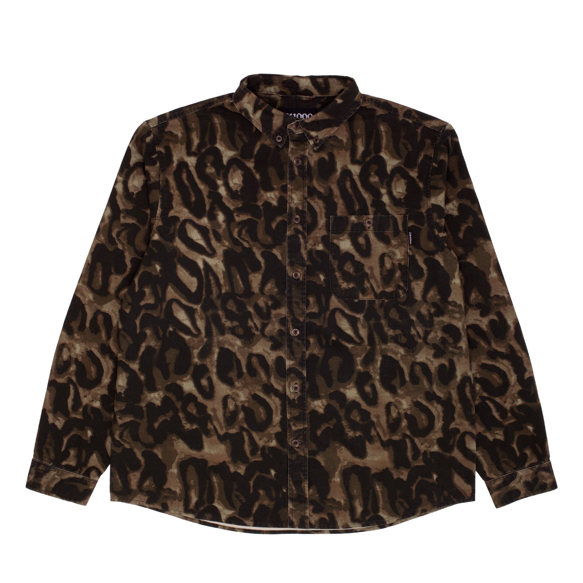 GX1000 - Long Sleeve Button Down "Brown Leopard Camo"