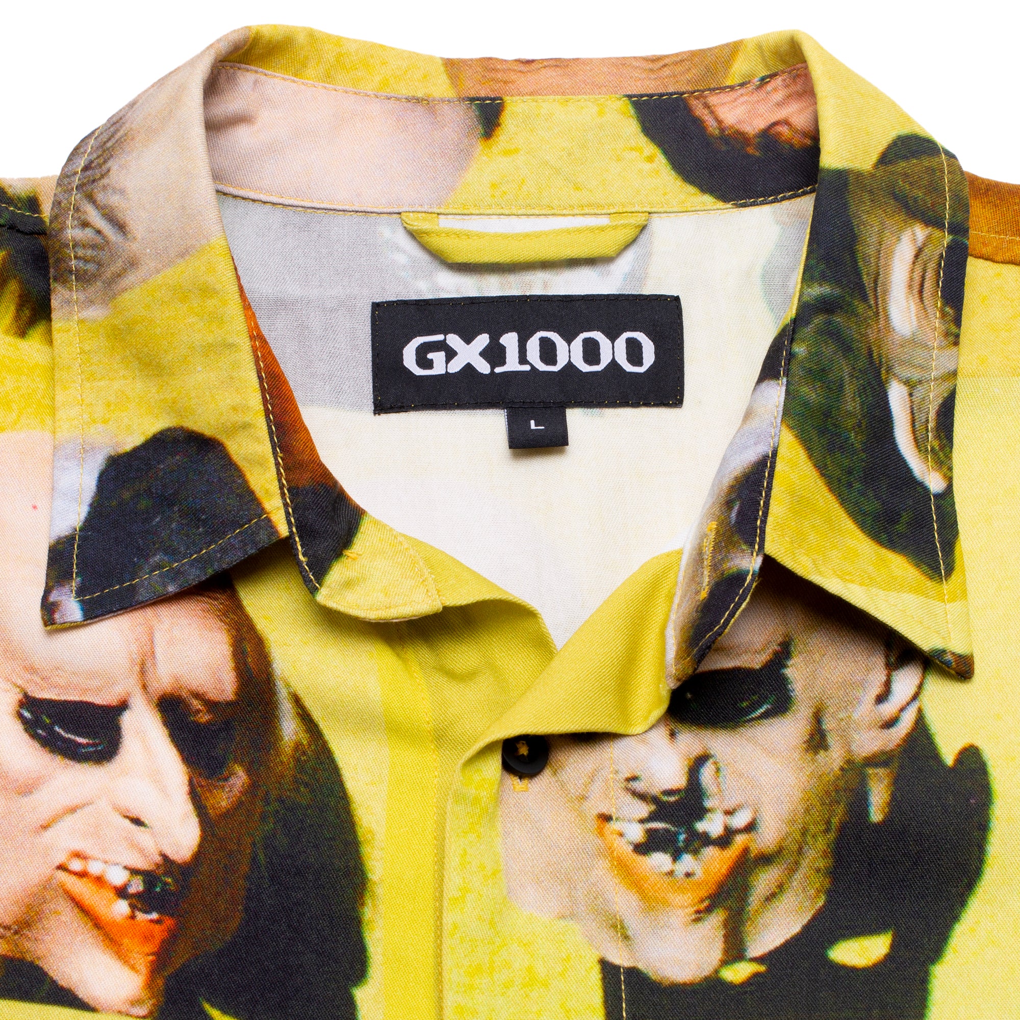 GX1000 - Rayon Mask Button Up Shirt "Yellow"