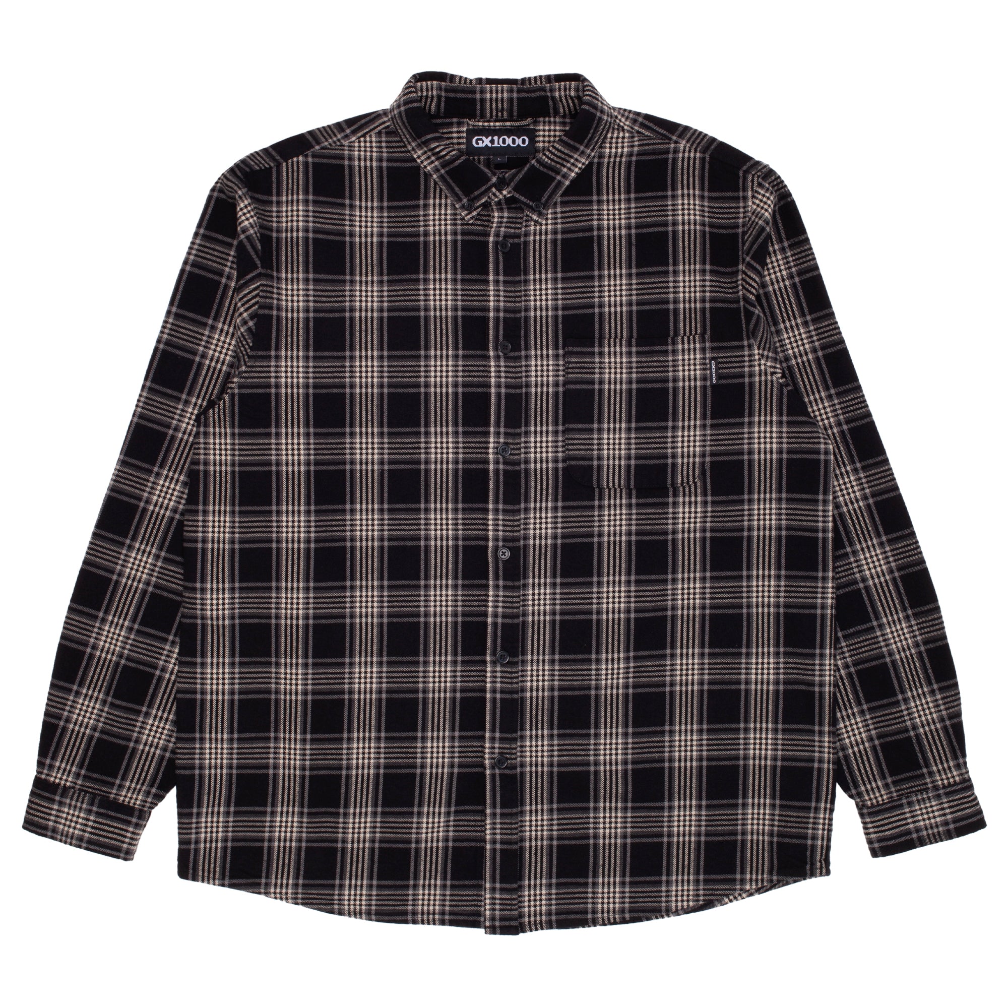 GX1000 - Plaid Long Sleeve Button Down "Black / Brown"