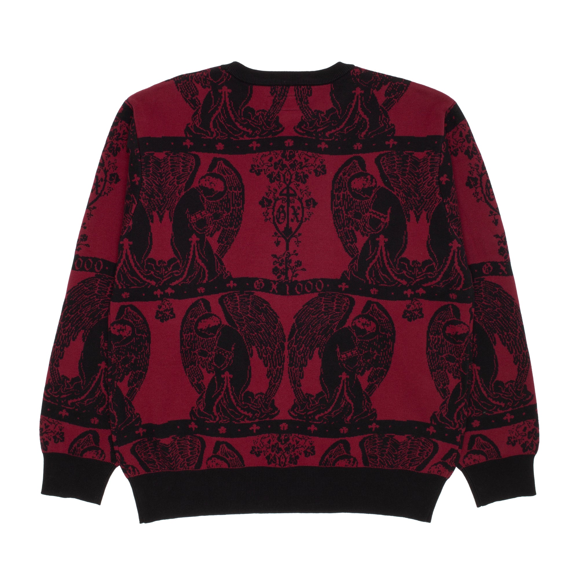 GX1000 - Jacquard Knit Angel Sweater "Black/Maroon"