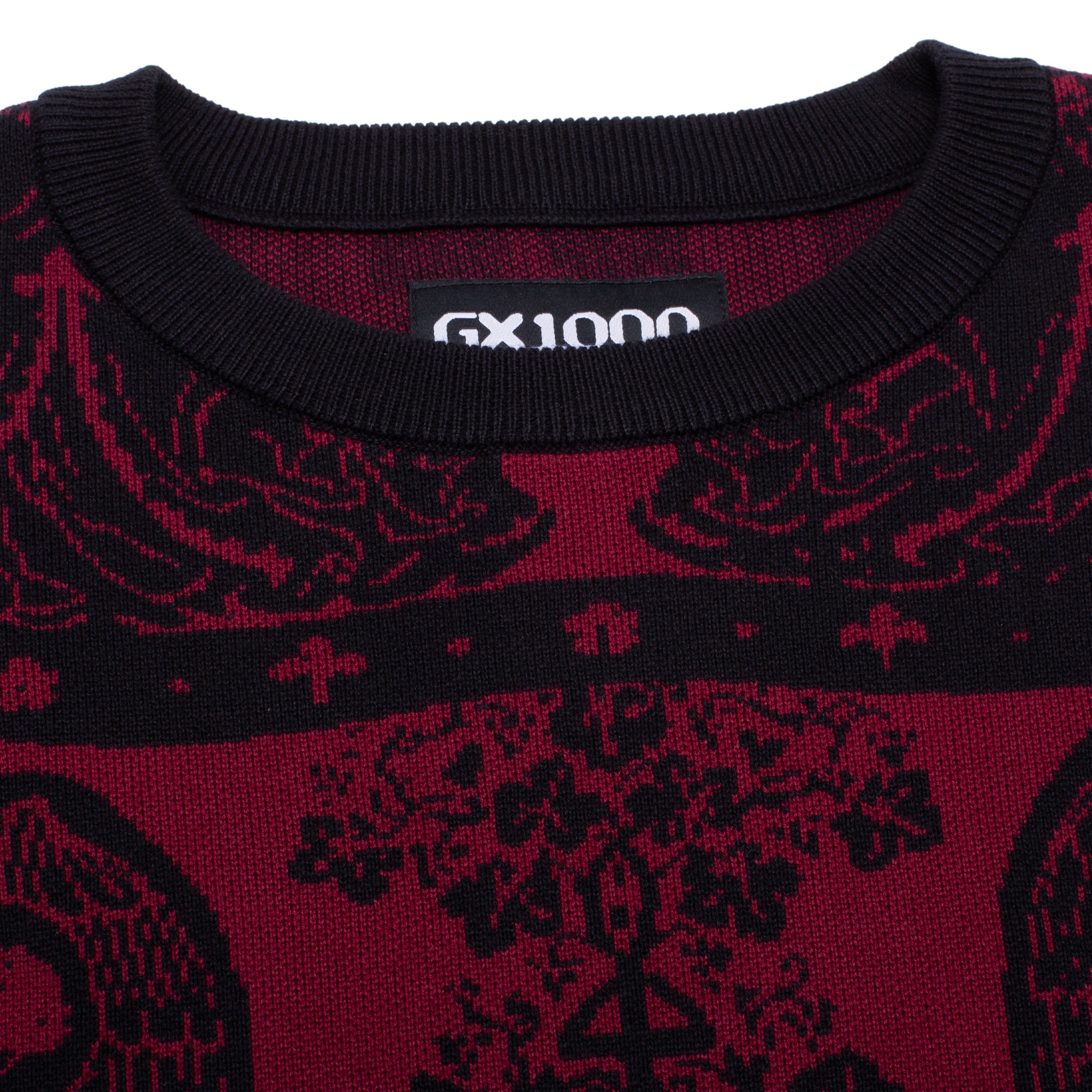 GX1000 - Jacquard Knit Angel Sweater "Black/Maroon"