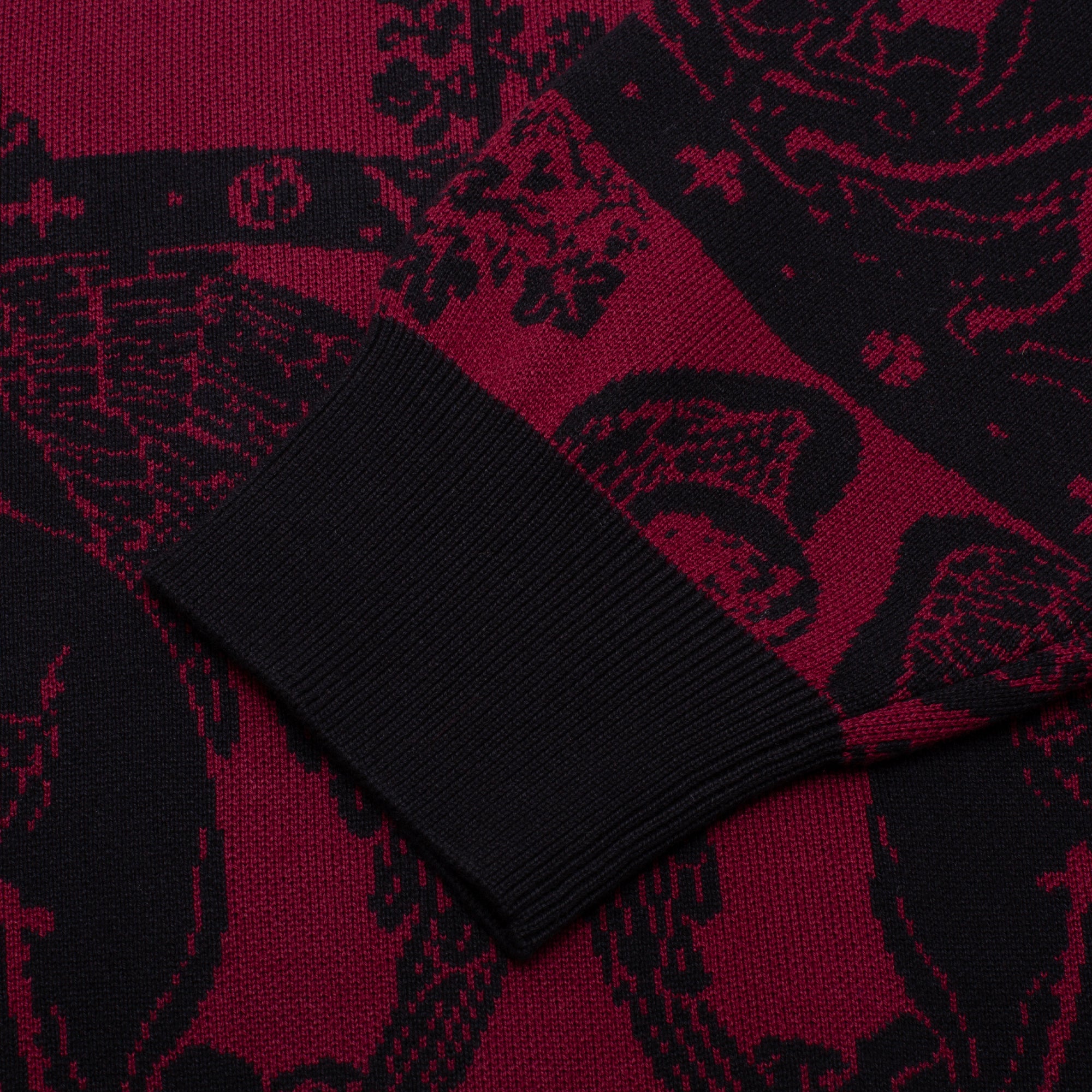 GX1000 - Jacquard Knit Angel Sweater "Black/Maroon"