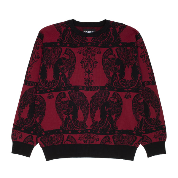 GX1000 - Jacquard Knit Angel Sweater "Black/Maroon"