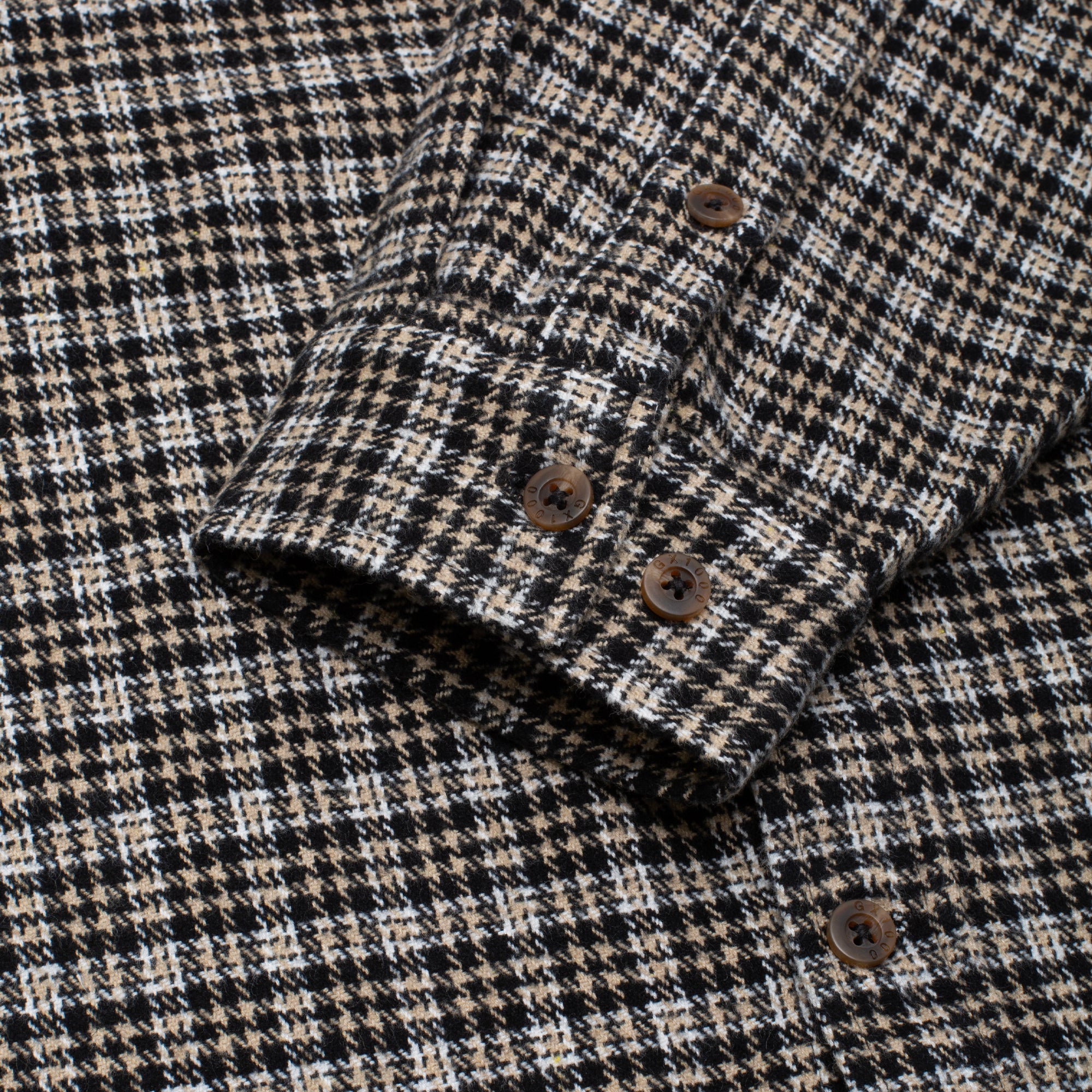 GX1000 - Long Sleeve Button Down "Beige HoundsTooth"