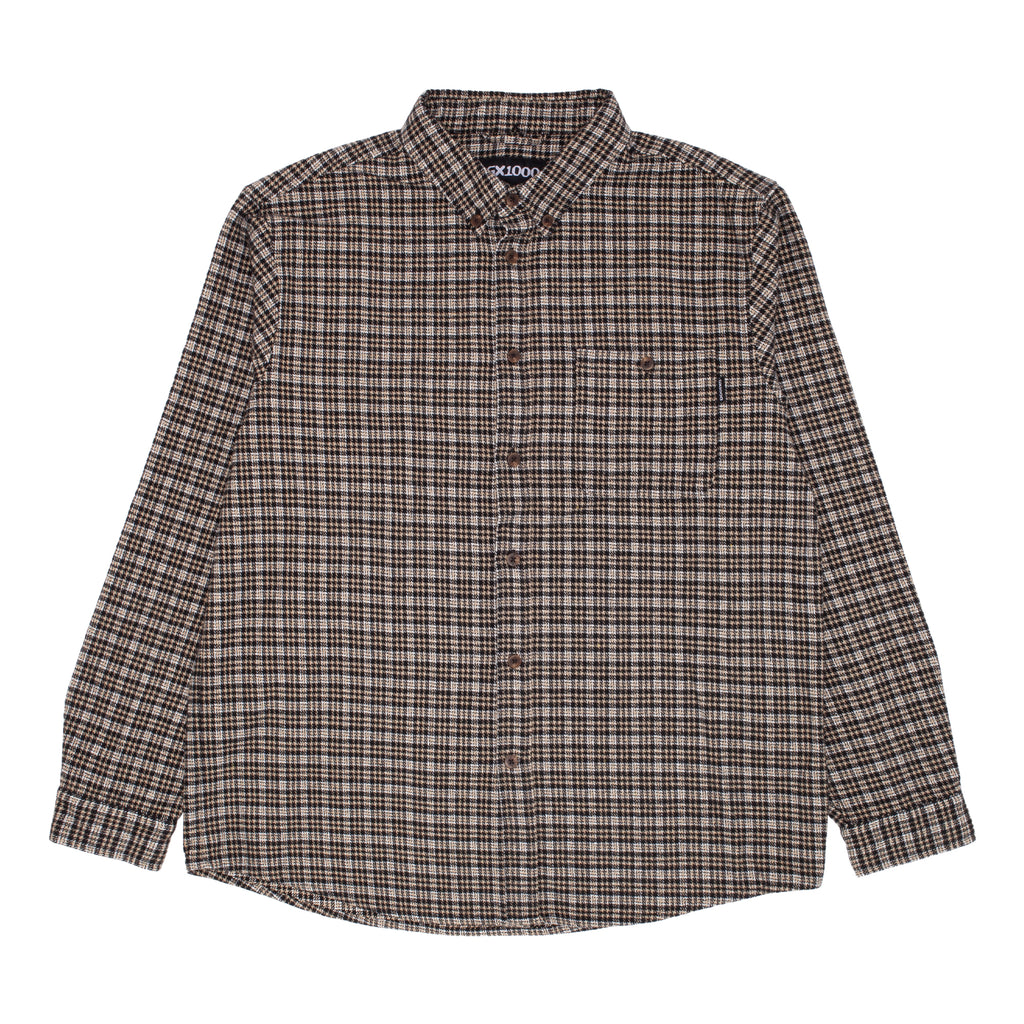 GX1000 - Long Sleeve Button Down "Beige HoundsTooth"