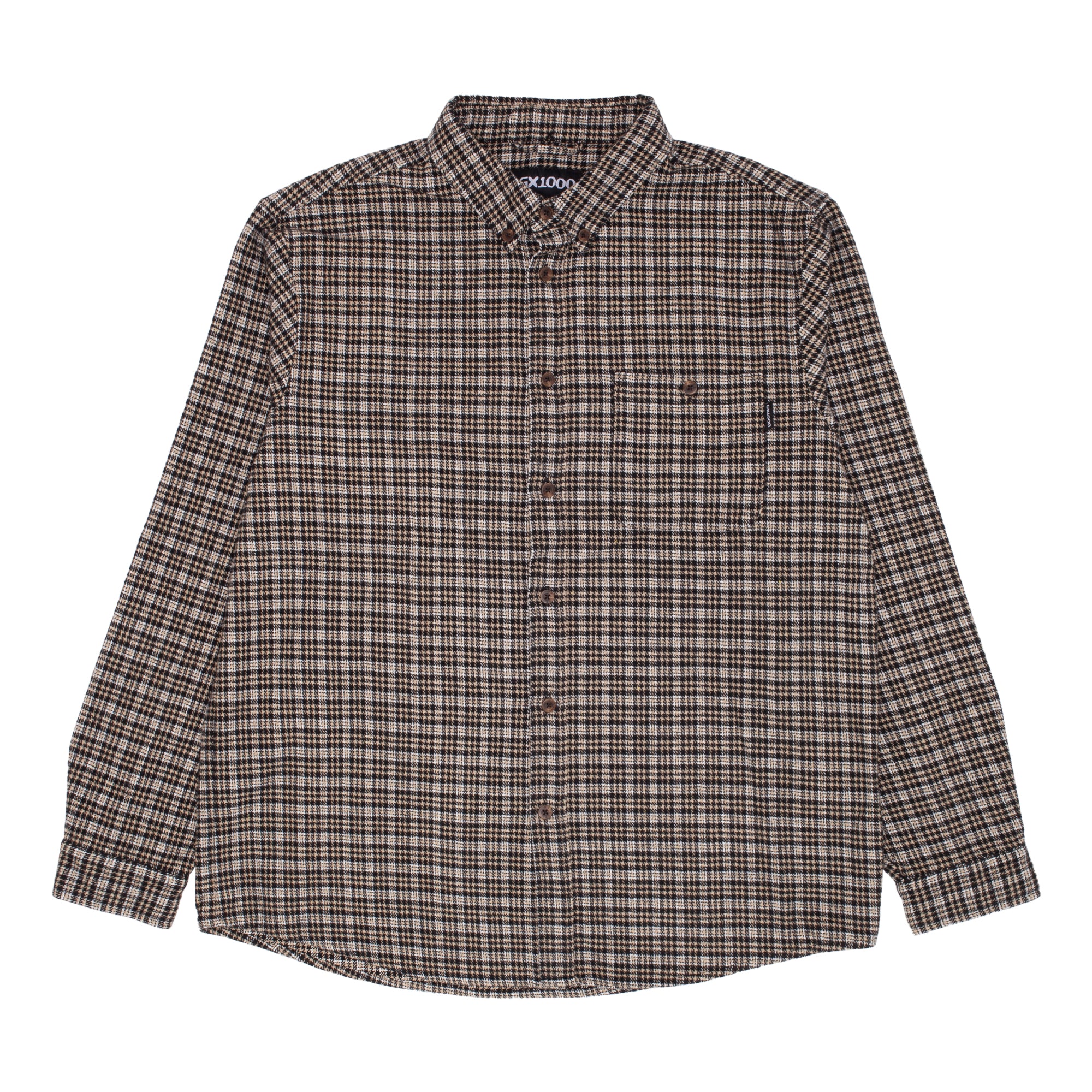GX1000 - Long Sleeve Button Down "Beige HoundsTooth"
