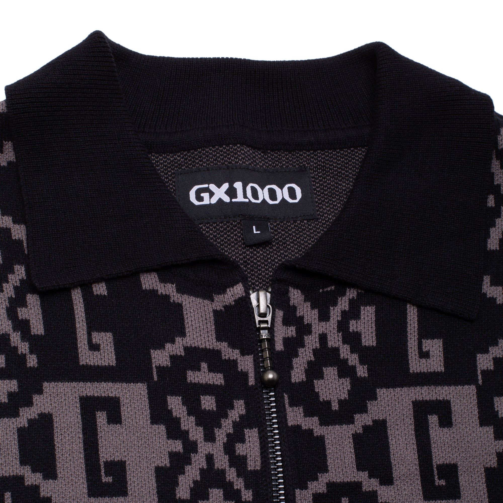 GX1000 - Jacquard Knit Zip Up "Black"