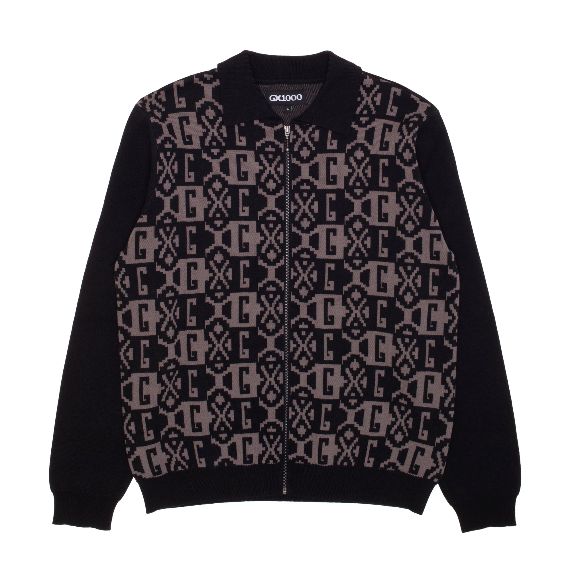 GX1000 - Jacquard Knit Zip Up "Black"