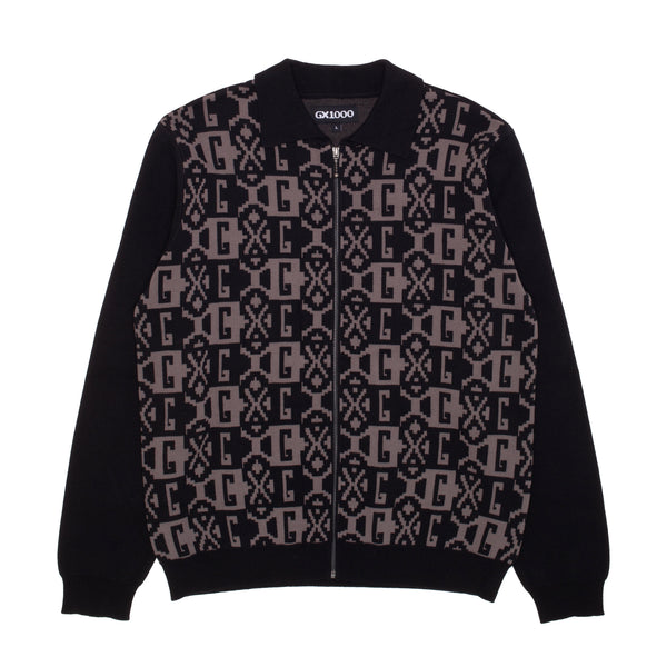 GX1000 - Jacquard Knit Zip Up "Black"