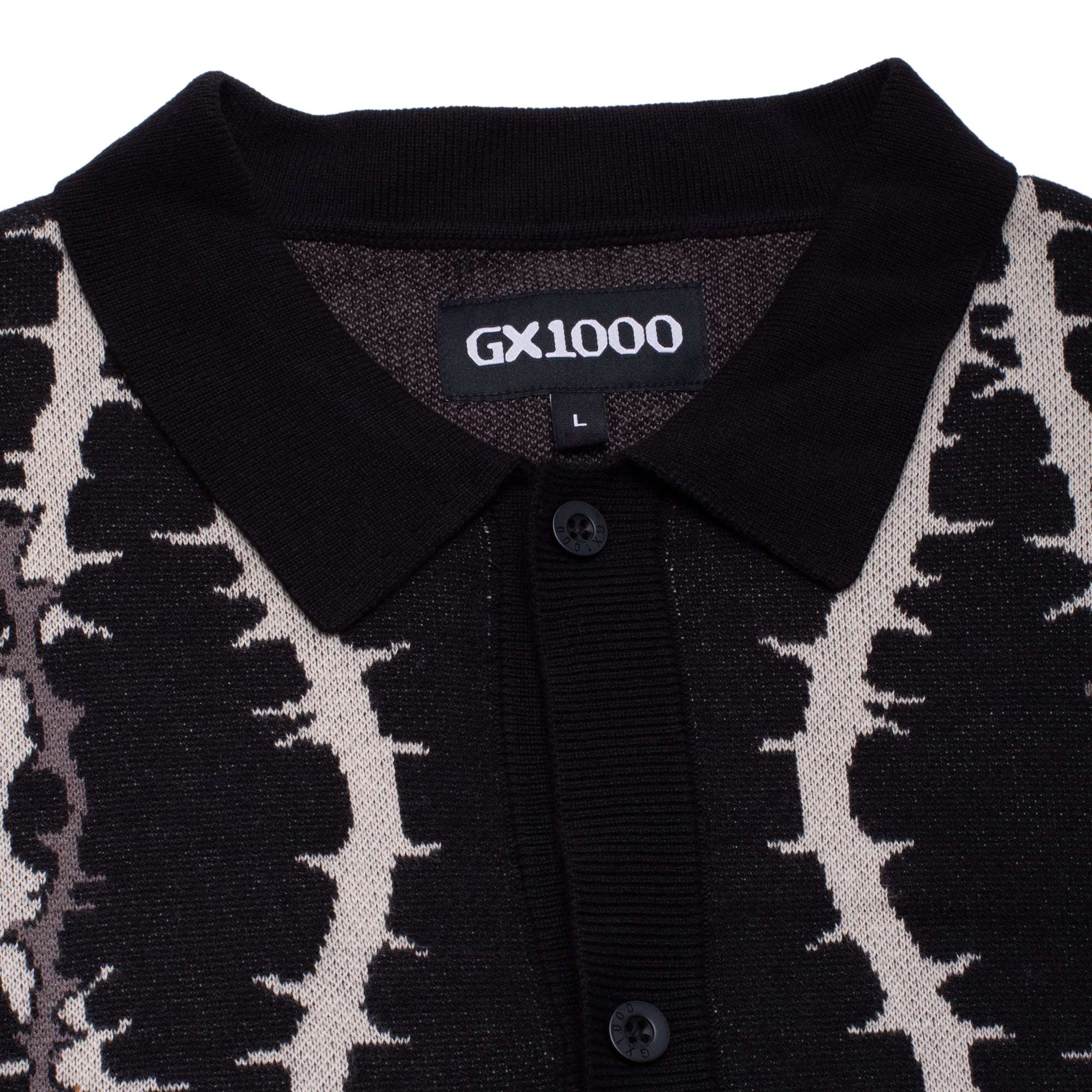 GX1000 - Knitted Polo S/S Button Up "Black"