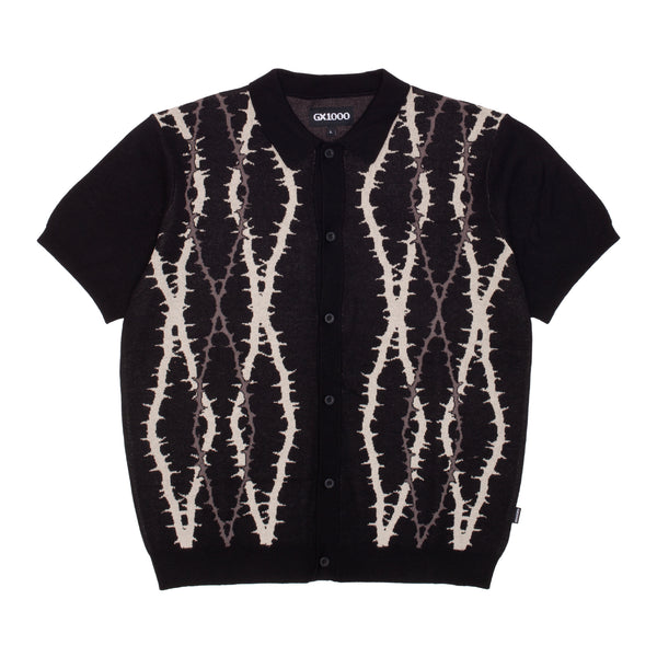 GX1000 - Knitted Polo S/S Button Up "Black"