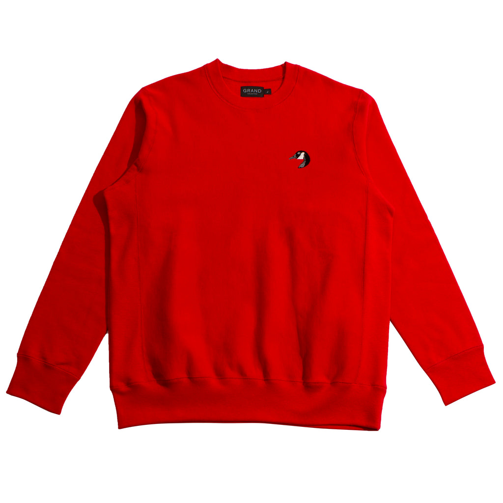 GRAND COLLECTION - Goose Embroidered Crewneck "Red"